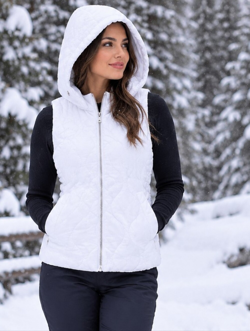 Cavalini White Quilted Hooded Vest